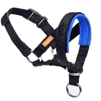 China Wholesale Adjustable Padded Dog Head Collar With Padded Fabric, Anti-Pulling Head Pet Muzzle Harness For Dogs for sale