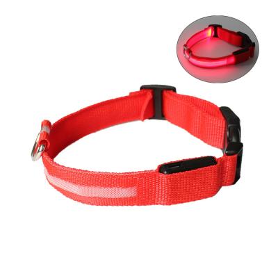 China DETACHED LED Lights Dog Pets Collars Polyester Adjustable Glow In The Night Dog Cat Puppy Safe Luminous Flashing Collar Pet Supplies for sale