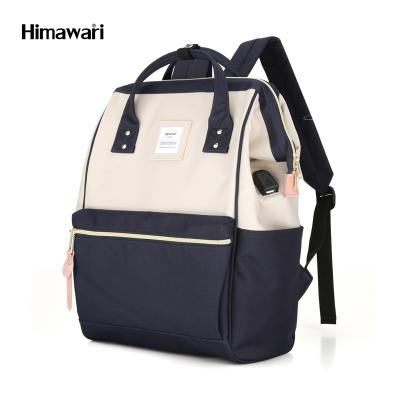 China With USB Blend Ivory Navy Polyester Waterproof Backpack Bag With USB for sale