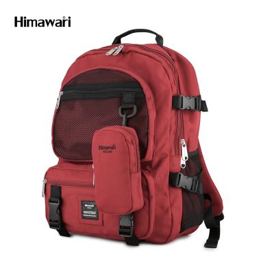 China Waterproof himawari 2021 large size wine red polyester multi pockets backpack bag for sale