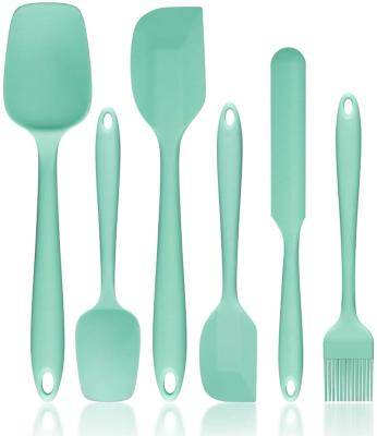 China Sustainable Heat Resistant Kitchen Utensil Set Tool For Baking Easy Clean Non-Stick Food Grade Silicone Rubber Spatulas 6 Pcs for sale