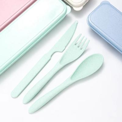 China Factory Direct Selling Degradable Water Mug Knife Fork Spoon Household Sustainable Plastic Travel Tableware Set for sale