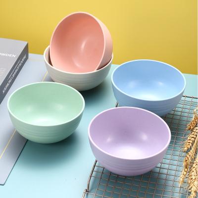 China Sustainable Natural Eco-Friendly Straw Bowl Set Wheat Cereal Salad Soup Bowls Microwavable Mixer Bowl for sale