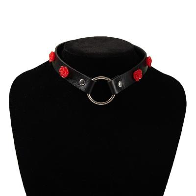 China Sexy Romantic Goth PU Leather Choker Necklace Studded Rivets Collar Punk Choker Punk Leather Adjustable Love Heart Choker Studded Choker for sale