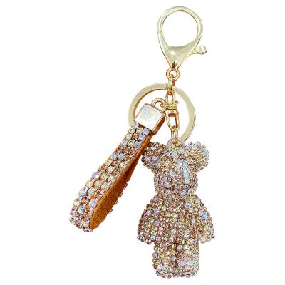 China 3D Crystal 3D Teddy Bear Charm Pendant Lobster FUR BALL Clasp KEY CHAINS Ring Keychain for sale