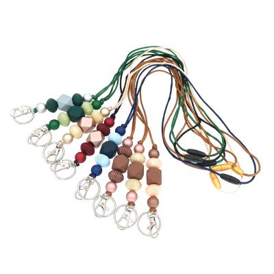 China Silicone Silicone Beads Lanyard Badge Holder ID Card Holder Key Chain Lanyard Necklace For Key Gifts for sale