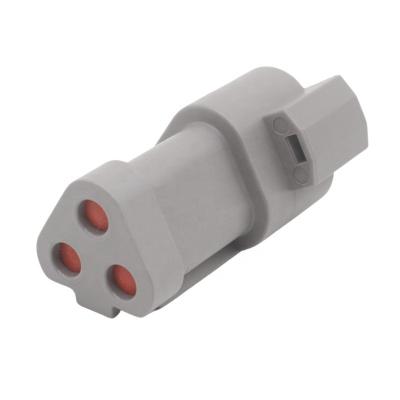 China Automotive 3 Pin Receptacle Wedgelock Included Terminating Resistance Gold Pins J1939 Automotive Gray DT04-3P-P006 for sale