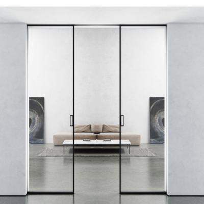 China HDSAFE Pocket Doors Hardware 8-12mm Waterproof Frameless Frosted Glass Sliding Door For Home Two Pocket Interior Glass Sliding Doors for sale