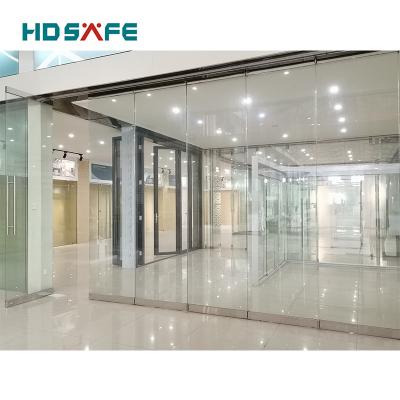 China Modern Shopping Mall Commercial Building Double Interior Glazed Aluminum Frameless Bifold Accordion Folding Doors Doors Supplier for sale