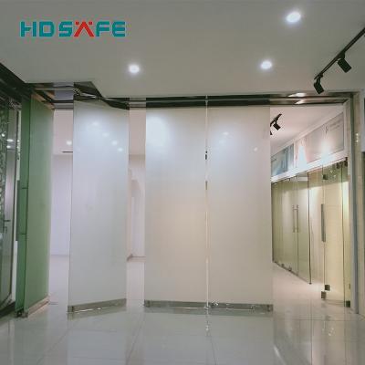 China Modern Contemporary Exterior and Interior Use Frameless Sliding Folding Frosted Tempered Glass Doors Glazed Partition Door for Office for sale