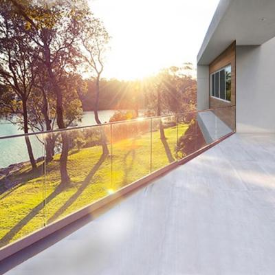 China Modern Aluminum U-Channel Frameless Aluminum Glass Profile Balcony Design Railing Shoe Base 2021 Glass Railing for sale