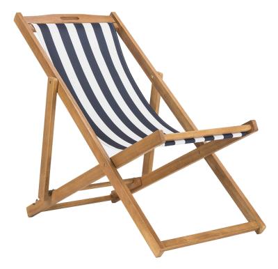 China New Arrival Navy Stripe Casual Natural Outdoor Canvas Collection Solid Wood Sling Folding Chair For Beach for sale