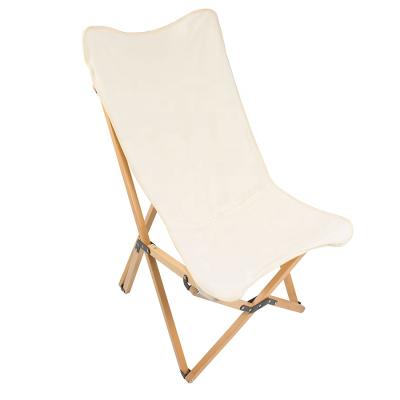 China Modern Removable Folding Wooden Canvas Cover Beach Chair For Patio And Picnic Lawn Outdoors for sale