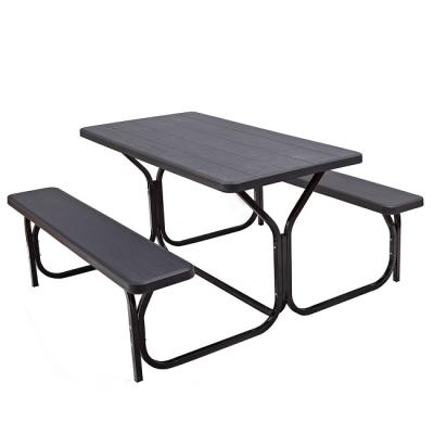 China Convenience Modern Safety Rounded Corner Reuse Camping Set Like A HDPE Picnic Folding Table Bench Wood for sale