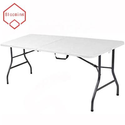 China Modern 6 Foot Folding Table White Resin With Sturdy Steel Frame for sale