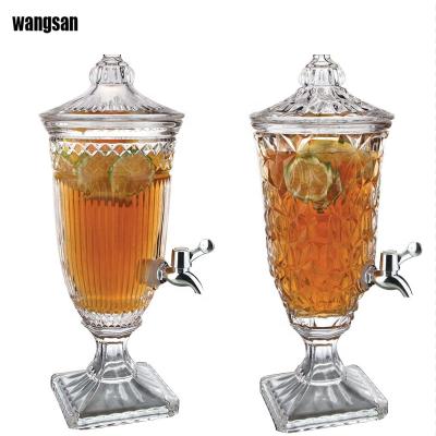 China Factory Wholesale Personality Glass Juice Dispenser In Drink Dispenser Juice With Lid And Water Faucet For Bar Hotel Drink Dispenser Glass for sale