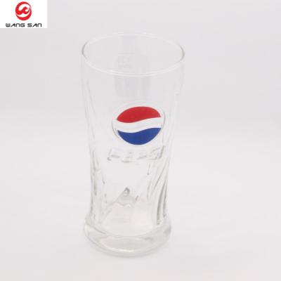 China Zhejiang hot sale quality reliable quality 13 oz blown custom decal minimalist embossed cola glass mug for sale