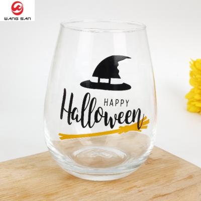 China Zhejiang High Quality Custom Hand Minimalist Stemless Swollen Logo Transparent Wine Glasses Tumbler for sale