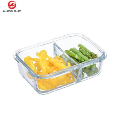 China Customized Microwavable 2 and 3 Compartments for Wholesales Borosilicate Glass Food Storage Containers Sets with Exhaust Cover for sale