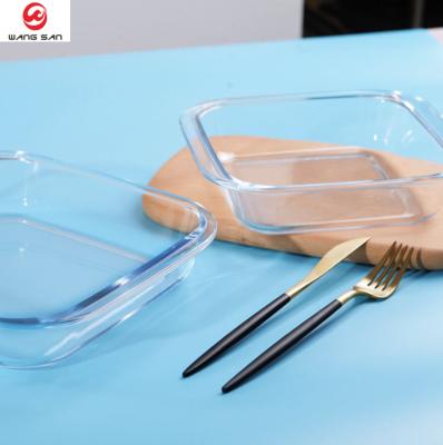 China Zhejiang Square Tempered Glass Baking Tray Borosilicate Bakeware Stocked Glass Casserole for sale