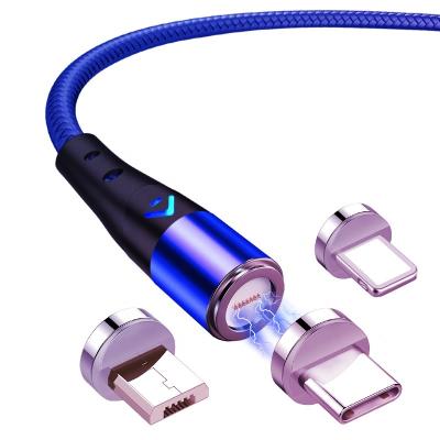 China 180 Degree Head Folded 360 Degree Swivel LED Around Micro Android Cable Magnetic USB Charging Cable 3A Fast Charging Data Cablefor Phone All for sale