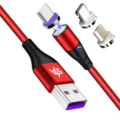 China Newest Private MP3/MP4 Player Cable 5A USB Cable Super Fast Charging Magnetic Data Transfer With LED Light Type C for sale