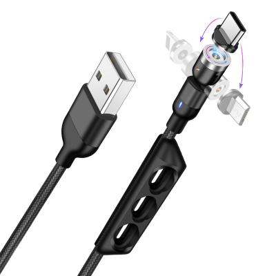 China All i-product 2021 android devices wholesale magnetic cable 540 degree micro usb 3 in 1usb magnetic braided data magnetic charging cable for sale