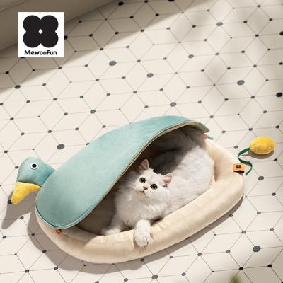 China Wholesale Indoor Cavern Stocked Cat Nest Bed Cute Soft MewooFun Cat Nest Warm Cat Bed for sale