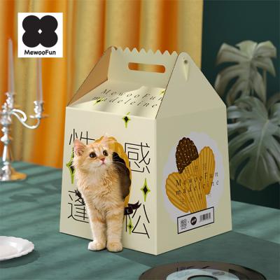 China MewooFun Breathable New Design Funny Cat Play House Cardboard Cat Scratch Bed Wrinkled Cat Bed for sale