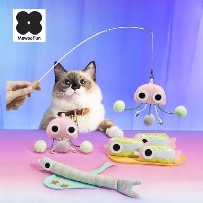 China MewooFun Hot Sale Stocked Custom Realistic Cat Plush Toy Cat Teaser Magic Wand for sale