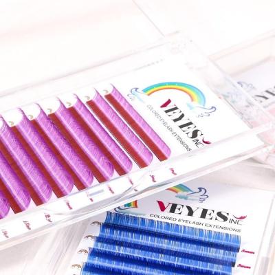 China Long Natural Veyelash Customized Rainbow Colored Russian Lash Extension Colorful Individual Eyelash Volume Extension for sale