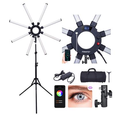 China FOSOTO PORTABLE FT-08 Professional Photographic Make Up Fill Lamp 3200K-5600K 8 Tube Bars Video Led Star Ring Light With Tripod Stand for sale