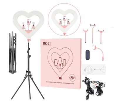 China Hot Selling LIVE/VIDEO/MAKEUP FIT LIGHT 20 Inch Led Ring Light Heart Shape Photography Lighting For Youtube Video, Rk51 RGB LED Ring Light With Tripod Stand for sale