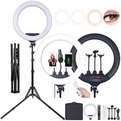 China ABS+Aluminum alloy FOSOTO FT-220L LED 22 inch big ring light with stand for broadcast selfie for sale