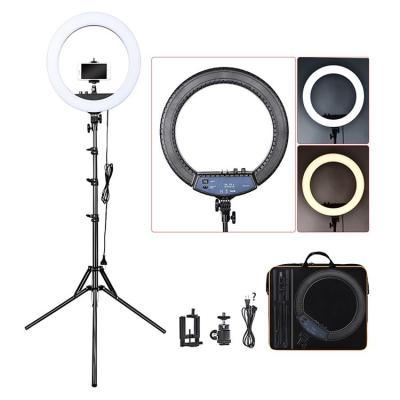 China Cheap Price Hot Sale Photogrphy Lighting 18inch LED Photographic Ring Light With 1.84M Tripod Stand 3200-5500k For Makeup Tik Tok for sale