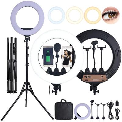 China FOSOTO 18 inch led ring light with tripod stand ring lamp photography light 80W ringlight for youtube makeup live streaming ZB-R18 for sale