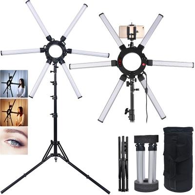 China ABS FOSOTO FT-06 Large Portable Star Shaped LED Phone Ring Light with Tripod Stand for Makeup Beauty Studio for sale