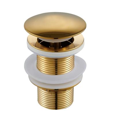 China European Durable Luxury Gold Plated Sink Drainer Click Slam Waste Drain Basin With Overflow for sale