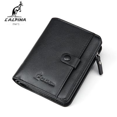 China Classic Genuine Leather Men Card Holder Slim Mens Wallet Custom Grain Leather Men Wallet Full Leather Wallet for sale