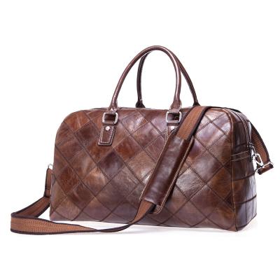 China Custom Vintage Logo Genuine Leather Mens Duffle Sports Man Travel Bags For Gym for sale