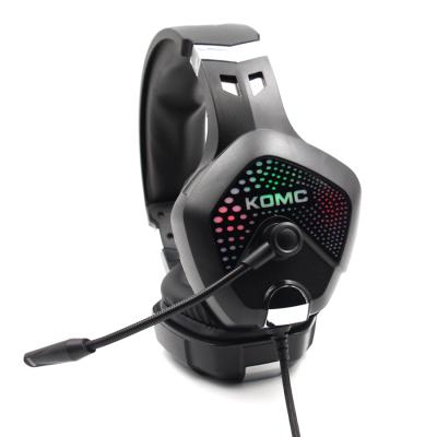 China RGB Earphones for Gaming KM888 USB Computer Headset for Gaming USB Headset with RGB LED Microphone (Black) for sale