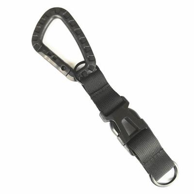 China Quick Release Heavy Duty Tactical Buckle Molle Webbing Belt Hanging Climbing D Clip Carabiner Cut Key Chain Hook for sale