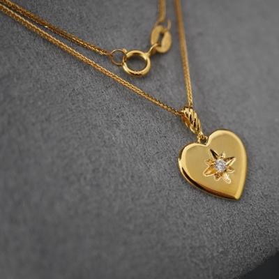 China Hot Selling 18k Solid Gold TRENDY With Real Designer Wedding Fashionable Anniversary Fine Diamond Love Pendant Custom Name Letter Heart for sale