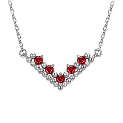 China True Hyperbola Natural Ruby Necklace New Design 18k Gold Necklace For Women Jewelry Wholesale Fashion Crystal Solid Gem Pendant Necklace for sale