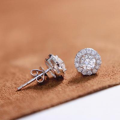 China Wholesale CLASSIC 9K Real Solid Gold Moissanite Charm Delicacy Circle Earrings Custom Luxury Fine Fashion Studs For Women for sale