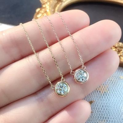 China Wholesale 18k Real Diamond Classic Popular Fine Trendy Solid Gold Wedding Tasty High Quality Necklace Chain For Women 0.3ct for sale