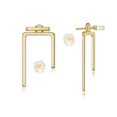 China FASHIONABLE Geometric Stud Earring Drop Tasty Perforation Mounted Big Solid Statement Huggie Eardrop 9ct 14k 18k Custom For Women for sale