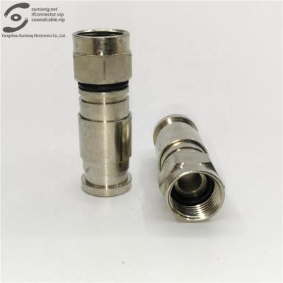 China RG59 RG6 RF Coaxial Brass Connector Compression Nickel Plated Metal Connector (Brass) for sale