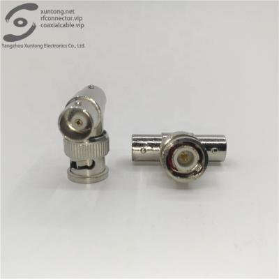 China RF BNC Female Type To 75 Ohm CCTV Camera T Type One BNC Male Plug To Two Adapter (Brass) for sale