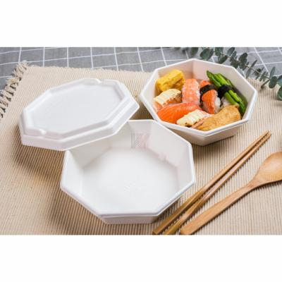 China Octagonal Food Tray Take-Out Biodegradable Packaging For Eco-Friendly Food Sugarcane Bagasse Pulp-Disposable Food for sale